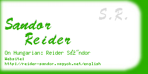 sandor reider business card